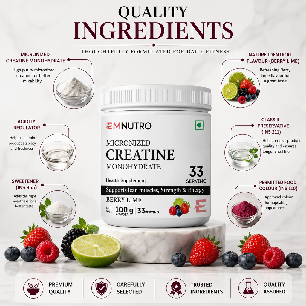 Creatine Monohydrate Micronized Powder, Berry Lime , Flavour, 100 g