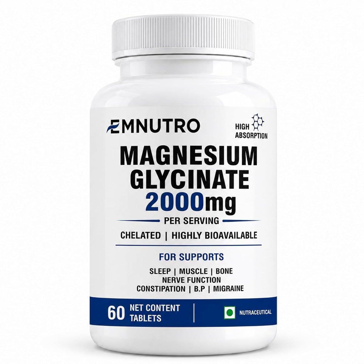 Magnesium Glycinate 2000mg Per Serving Tablets