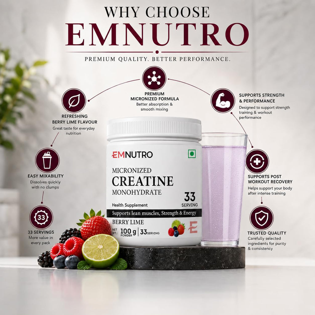 Creatine Monohydrate Micronized Powder, Berry Lime Flavour, 100 g