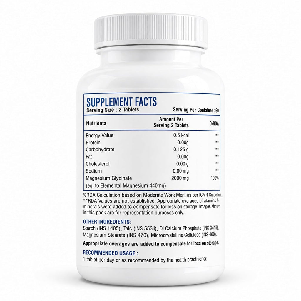 Magnesium Glycinate 2000mg Per Serving Tablets