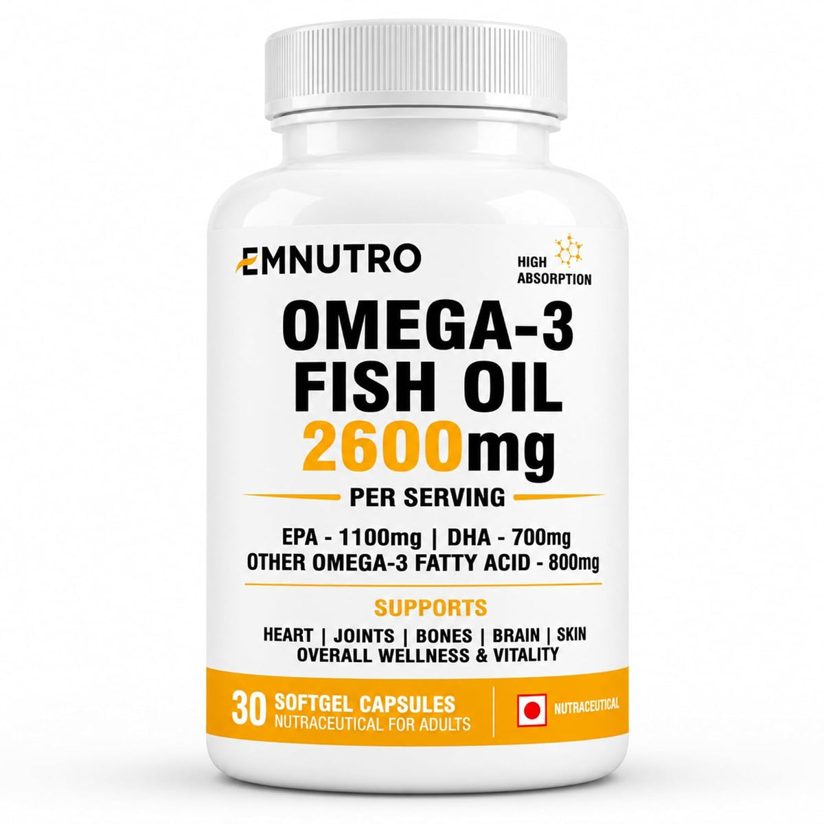 Omega 3 Fish Oil 2600mg Softgel Capsules