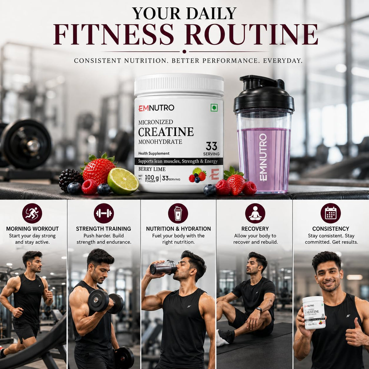Creatine Monohydrate Micronized Powder, Berry Lime Flavour, 100 g