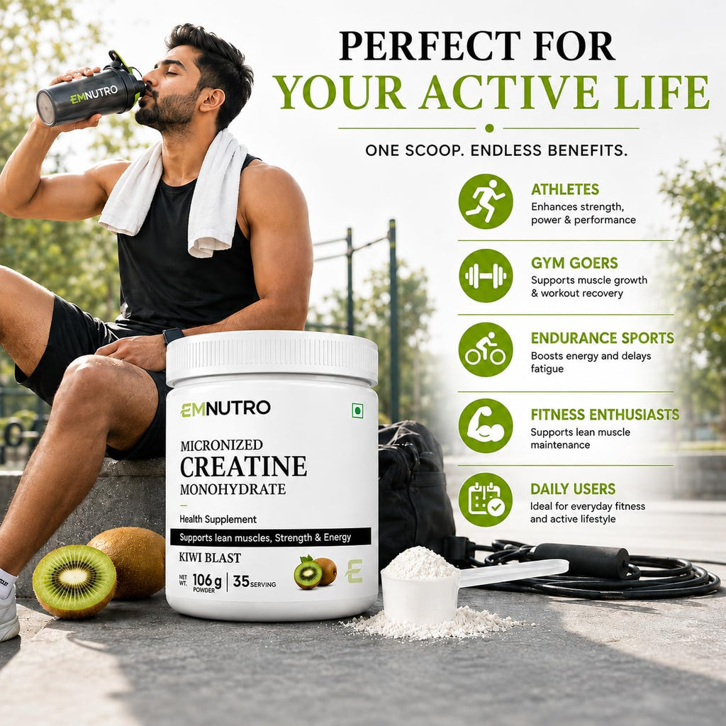Creatine Monohydrate Micronized Powder, Kiwi Blast Flavour, 106 g