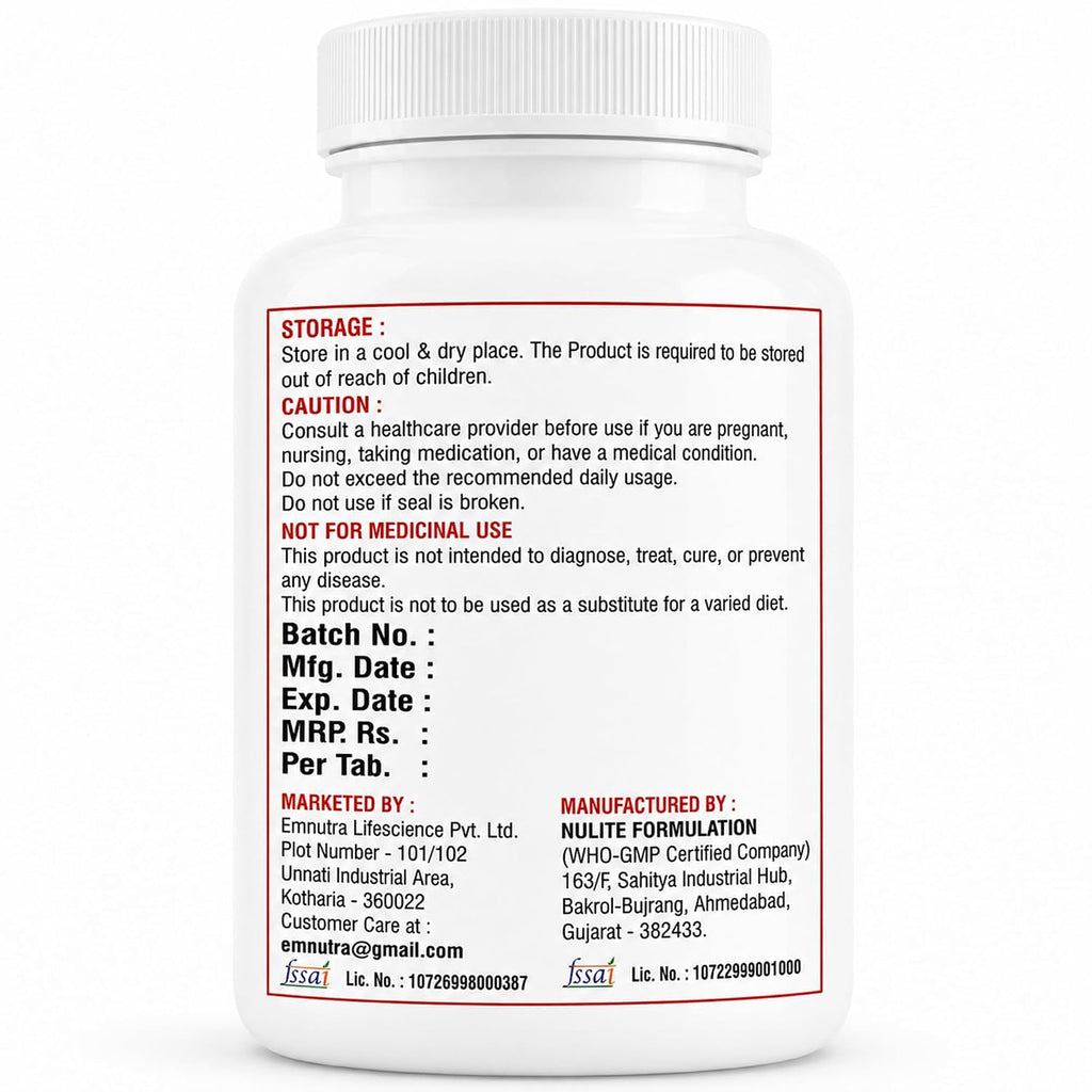 Nitric Oxide Booster Tablets with L-Arginine 2250mg, L-Citrulline 750mg & Chromium Picolinate