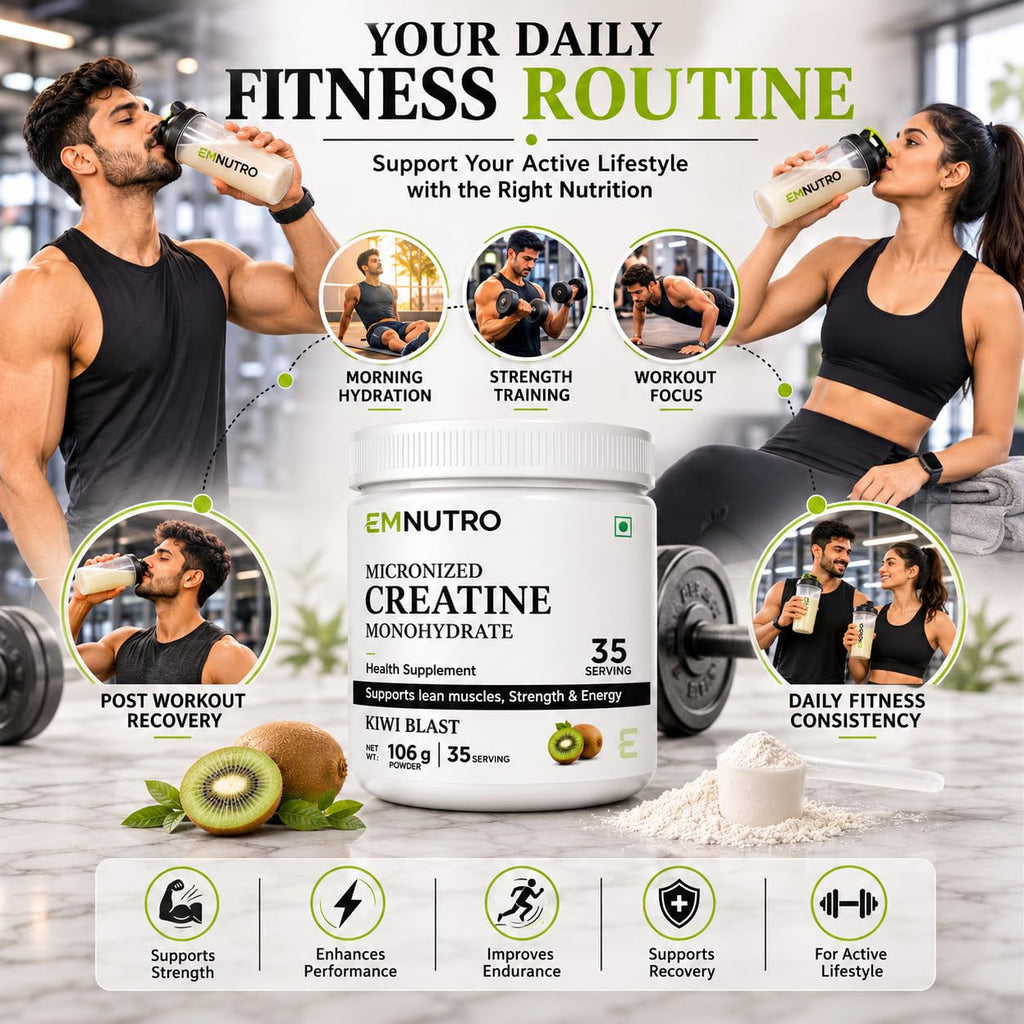 Creatine Monohydrate Micronized Powder, Kiwi Blast Flavour, 106 g
