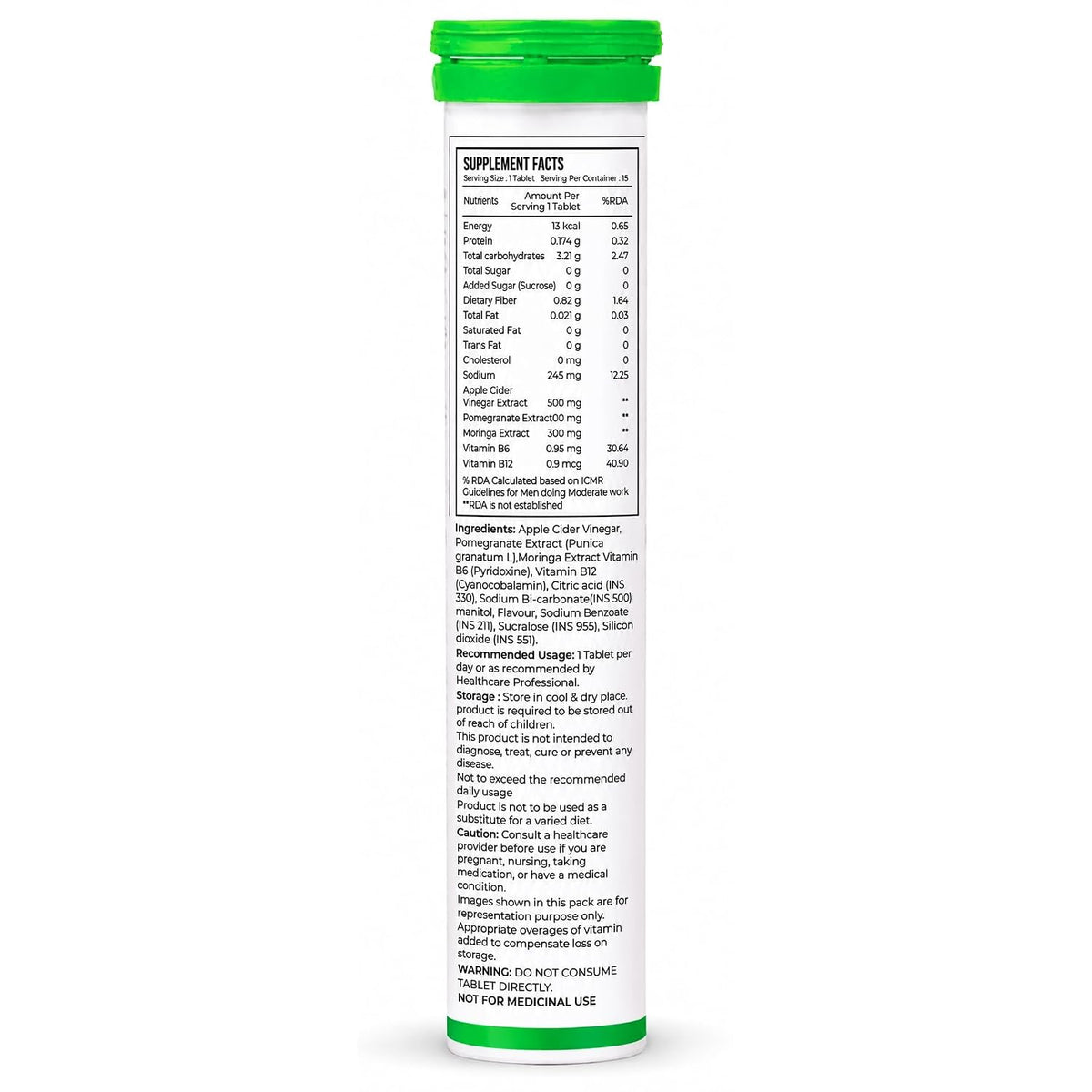 ACV + Moringa Supplement Powder, Green Apple Flavour