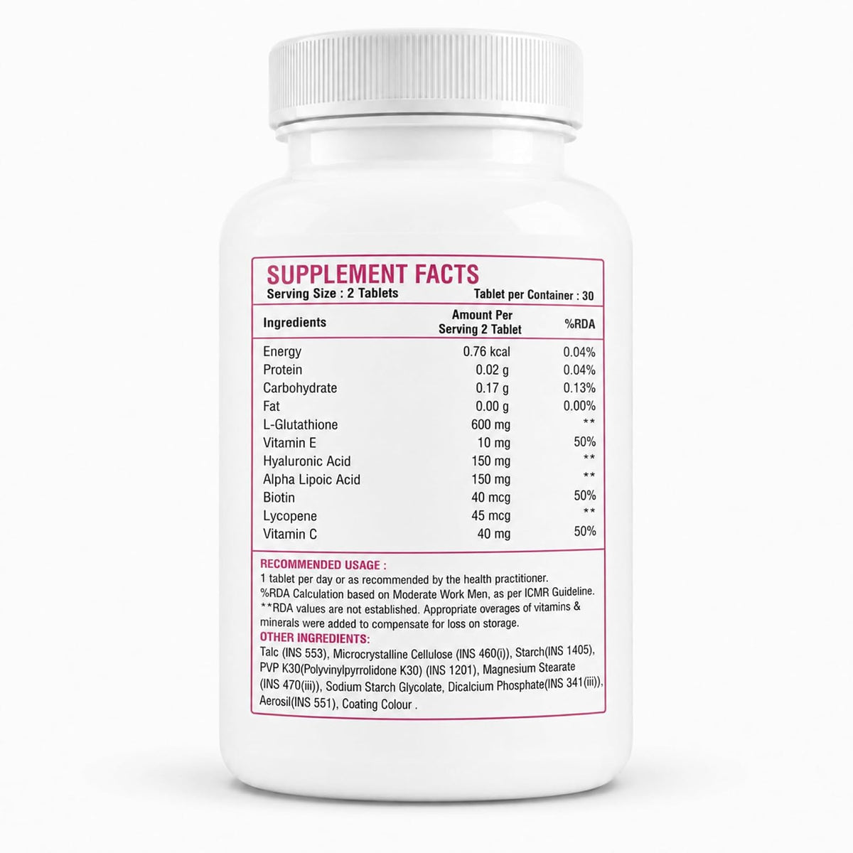 L-Glutathione Tablets for Adults