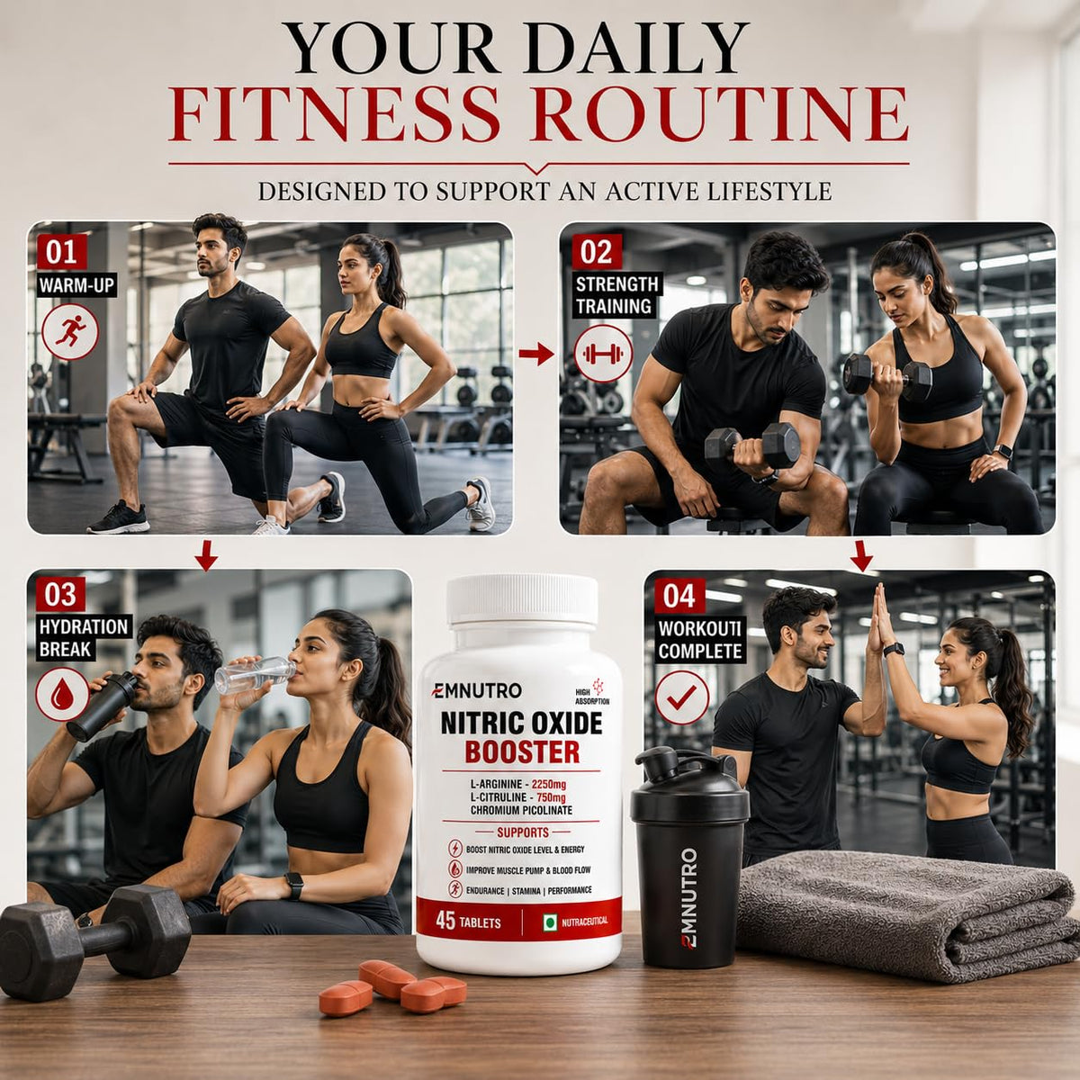 Nitric Oxide Booster Tablets with L-Arginine 2250mg, L-Citrulline 750mg & Chromium Picolinate