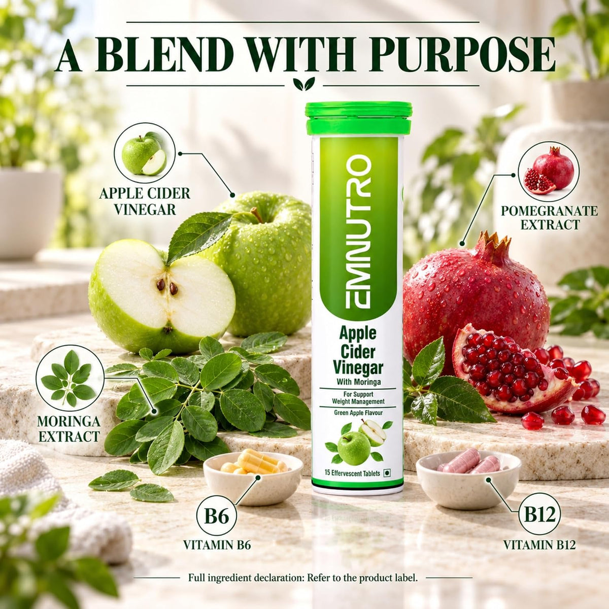 ACV + Moringa Supplement Powder, Green Apple Flavour