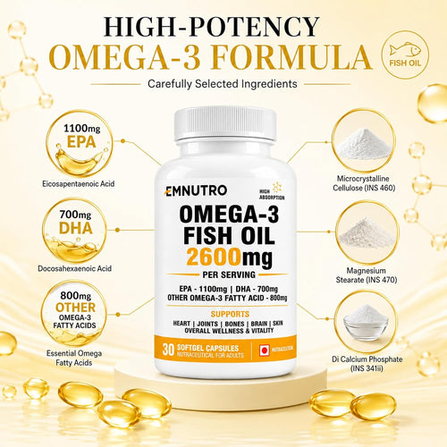 Omega 3 Fish Oil 2600mg Softgel Capsules